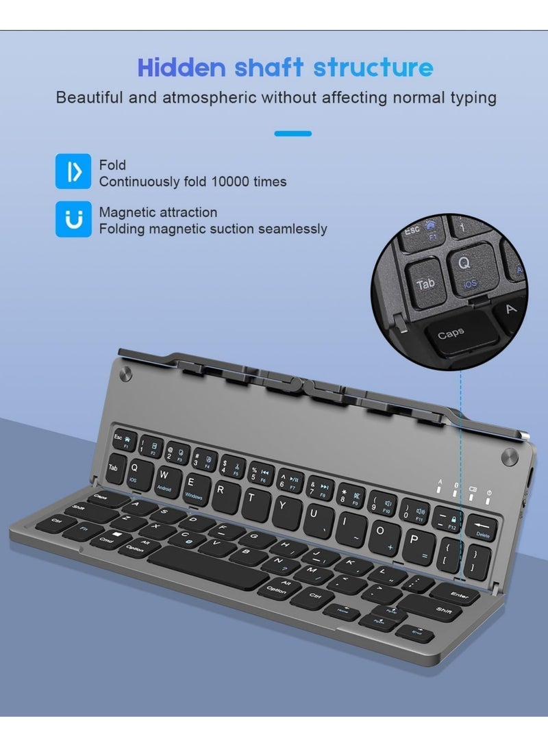Rock Pow Foldable Bluetooth Keyboard With Stand Portable Wireless Travel Keyboard Compatible for Windows iOS Android iPhone Tablet  - Image 5