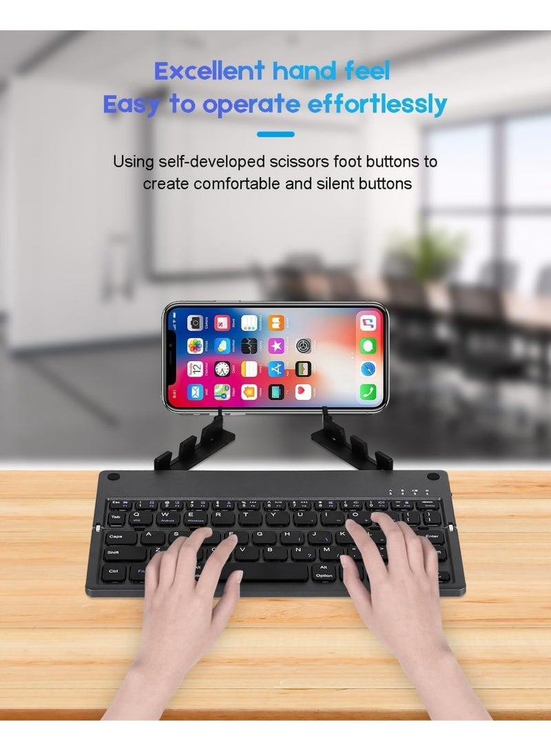 Rock Pow Foldable Bluetooth Keyboard With Stand Portable Wireless Travel Keyboard Compatible for Windows iOS Android iPhone Tablet  - Image 2