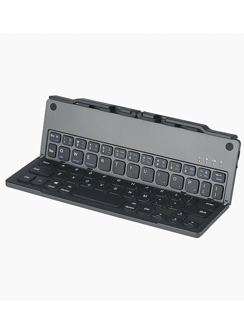 Rock Pow Foldable Bluetooth Keyboard With Stand Portable Wireless Travel Keyboard Compatible for Windows iOS Android iPhone Tablet  - Image 1