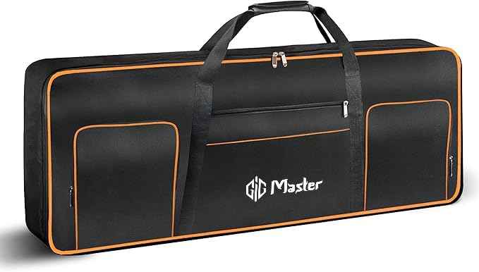GIG Master حقيبة/غطاء/حافظة لوحة مفاتيح مبطنة بشكل كثيف لرولاند E-09، لوحة مفاتيح مرتبة 61 مفتاح مع غطاء للغبار و جيب مزدوج (أسود وبرتقالي) - Image 1