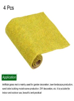 MECCANIXITY MECCANIXITY Artificial Model Grass Mat 4pcs 10" x 10" Green Realistic Fake Turf for Garden Lawn Decoration Model 