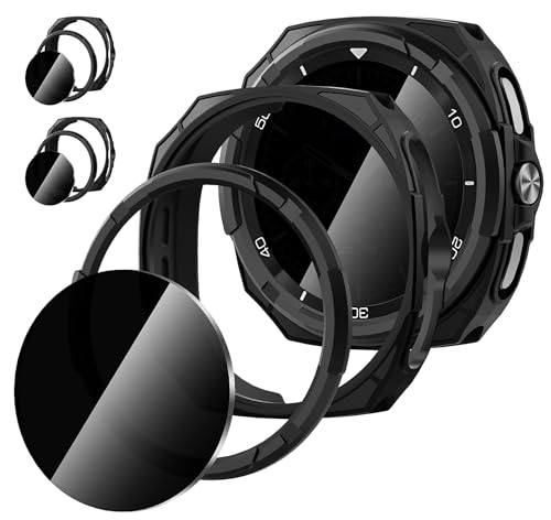 Suoman 2+2 Pack for Samsung Galaxy Watch 8 Classic 46mm Privacy Case, [3-in-1] [Anti-Peeping] Tempered Glass Screen Protector+ All-Around Protective TPU Bumper Cover - Image 1