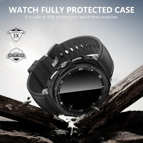 Suoman 2+2 Pack for Samsung Galaxy Watch 8 Classic 46mm Privacy Case, [3-in-1] [Anti-Peeping] Tempered Glass Screen Protector+ All-Around Protective TPU Bumper Cover - Image 4
