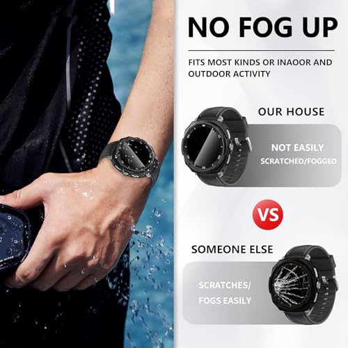 Suoman 2+2 Pack for Samsung Galaxy Watch 8 Classic 46mm Privacy Case, [3-in-1] [Anti-Peeping] Tempered Glass Screen Protector+ All-Around Protective TPU Bumper Cover - Image 5