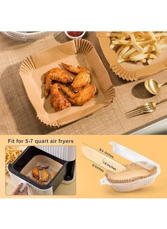 SNIKA snika Air Fryer Liners 8 Inch Max XL Large Cooker 100Pcs Air Fryer Disposable Paper Liner Square Airfryer Insert Parchment Sheets Square  - Image 4