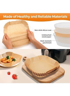 SNIKA snika Air Fryer Liners 8 Inch Max XL Large Cooker 100Pcs Air Fryer Disposable Paper Liner Square Airfryer Insert Parchment Sheets Square  - Image 2