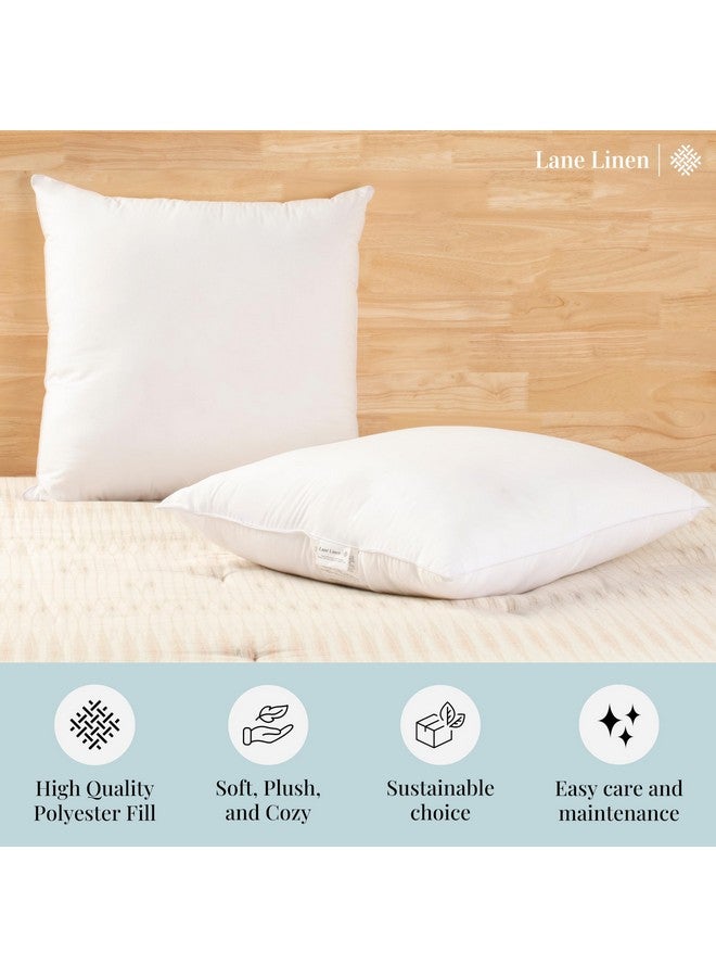 LANE LINEN LANE LINEN 20x20 Pillow Inserts - Set of 2 Lightweight Down Alternative Square Pillows, White Throw Pillows for Bed, Decorative Pillows for Couch Bed, Firm Pillows for Living Room - Image 4