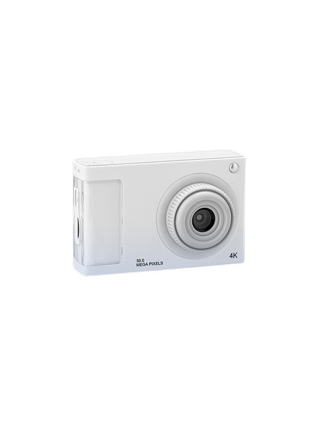 Ultra‑Thin 48MP White Pocket Digital Camera with 16X Zoom, Anti‑Shake, 1080P Video, 64GB Card, Card Reader & OTG Adapter, Smart Selfie, Beauty Filters, 2.8″ LCD 