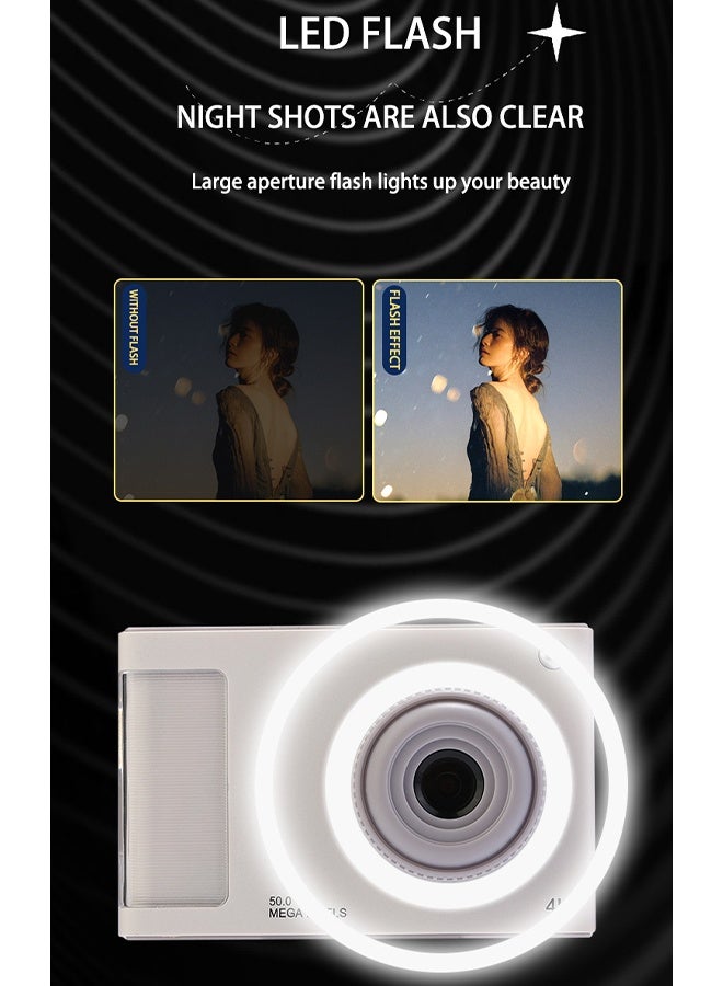 Ultra‑Thin 48MP White Pocket Digital Camera with 16X Zoom, Anti‑Shake, 1080P Video, 64GB Card, Card Reader & OTG Adapter, Smart Selfie, Beauty Filters, 2.8″ LCD  - Image 4