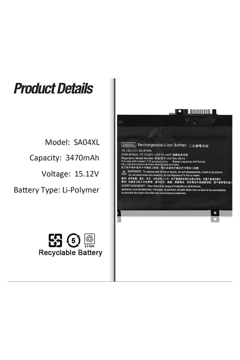 Lynacz Original SA04XL / SA04055XL Replacement Battery for HP ENVY x360 15-DR0000 Series 15.12V 55.67Wh 3470mAh Li-ion Battery Compatible with L11119-855, L11421-2C1, HSTNN-IB8W, HSTNN-DB8R - Image 3