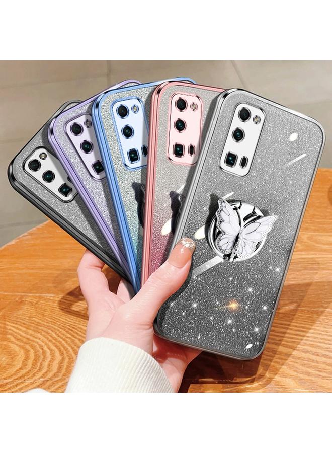 اس-توب جراب لهاتف Honor 30 Pro مطلي بطبقة من مادة TPU مع حامل على شكل فراشة بلون متدرج لامع - Image 2