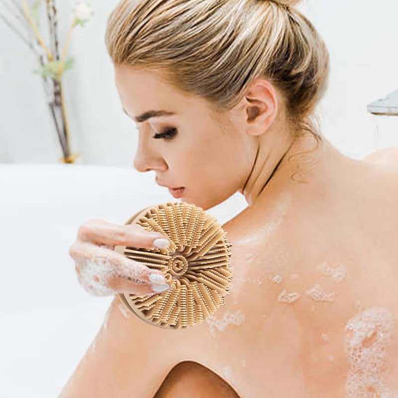 Cozron Cozron Silicone Bath Brush Shower Brush for Body Cleaning Bath Massage Scrubber Brush Hollow Design Shower Scrubber Brush for Travel Home Dorm Business Trip Multicolour - Image 3