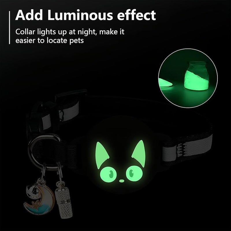 Woyinger Reflective Breakaway Cat Collars with Bells, Hidden GPS Tracker for Airtag Safety Buckle Kitten Collar, with Name Tag, Waterproof for AirTag Luminous Holder, Accessories, Stuff(Pink) - Image 3