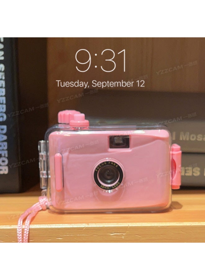 Generic Fool Mini Retro Waterproof Film Camera Film Machine Children Cute Student Campus Camera-Body Color:Pink-package Three  - Image 1