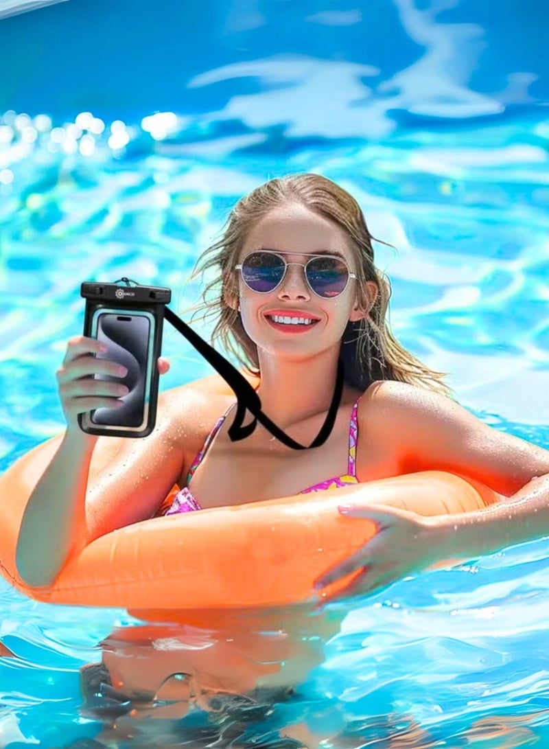 ZedAura Universal Waterproof Phone Pouch with Neck Strap – Clear Touch-Friendly PVC Dry Bag for Swimming, Snorkeling, Beach & Travel – Fits iPhone, Samsung & Phones Upto 7.5", IPX8 Rated Case - Image 2