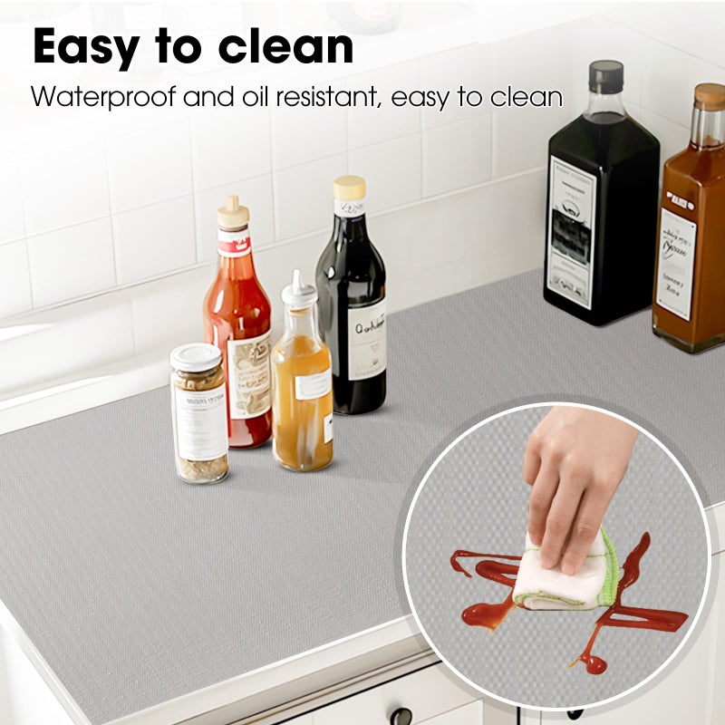 ALIUNI Drawer and Shelf Liner, Non-Slip Kitchen Cabinet Liners Non-Adhesive Thick Strong Grip Waterproof Washable Mats Protect Dresser Shelves Cupboard Bathroom Cabinets, Light Gray, 12 in X 10 FT - Image 3