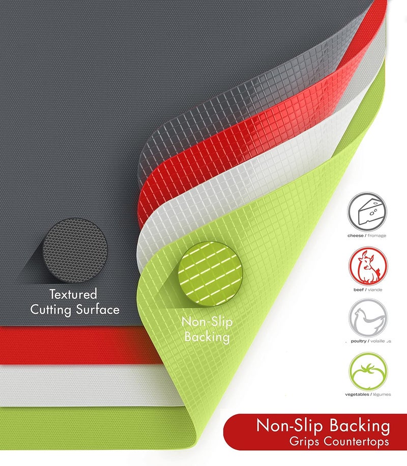 Dexas Mini Heavy Duty Grippmat Flexible Cutting Boards, 5.5 x 8 inches, Gray, Red, White, Green - Image 2