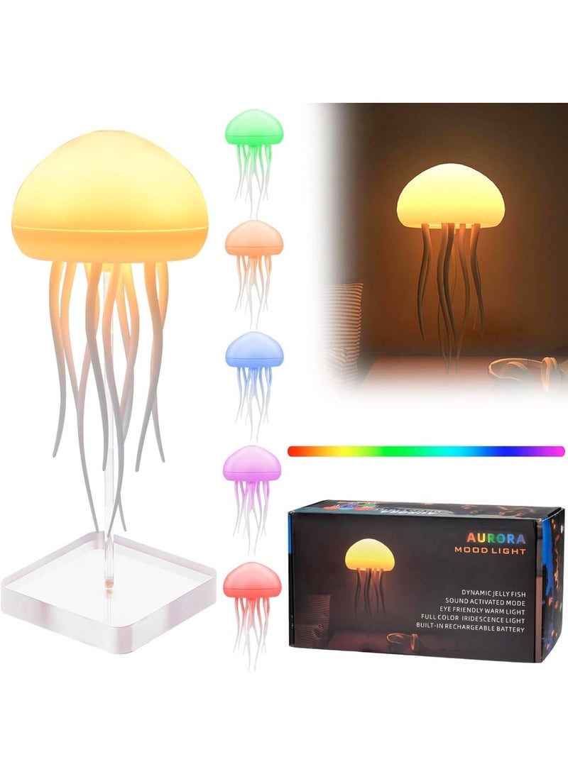 MUNTAQI LED Jellyfish Lamp with Voice Control – RGB Color Changing Night Light with Tentacle Design, Touch & Sound Activated Mood Lamp for Bedroom, Desk, Office, Kids, Adults, Bedside Ambient Light - Image 1