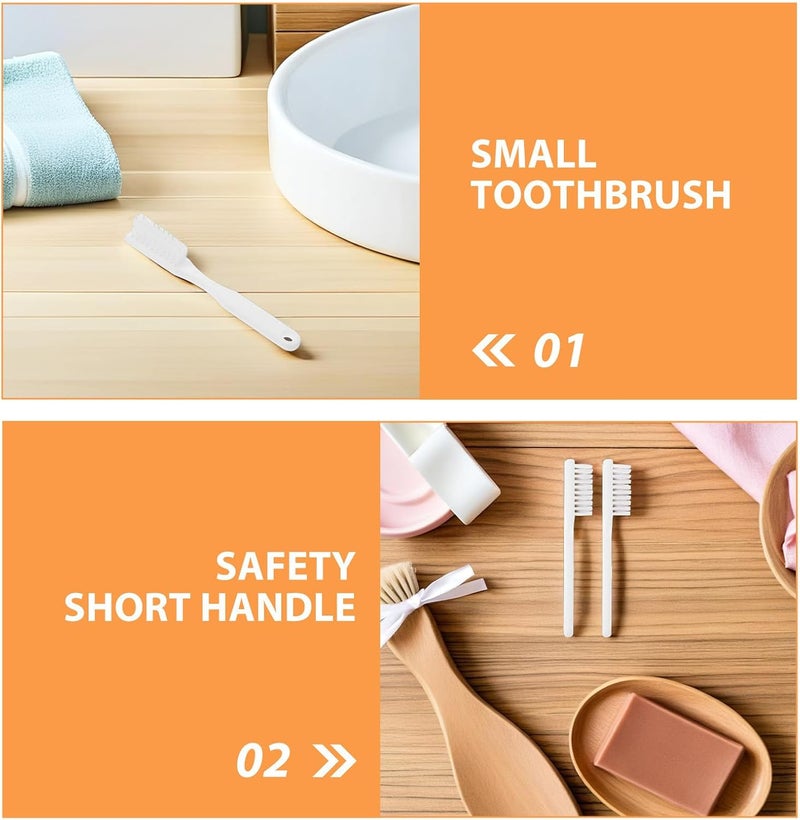 Healeved 100pcs Institutional Jail Toothbrushes - Short Thumbprint Handle Prison Toothbrushes - Portable Manual Denture Cleaning Brush for Correctional Facility - Image 3