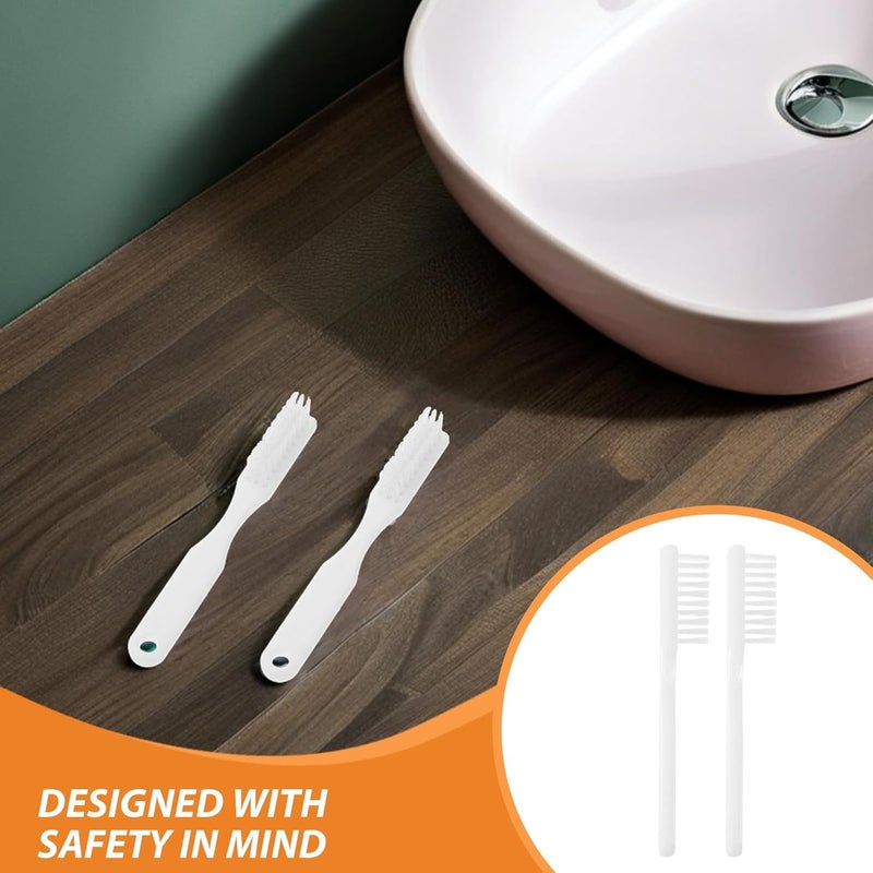 Healeved 100pcs Institutional Jail Toothbrushes - Short Thumbprint Handle Prison Toothbrushes - Portable Manual Denture Cleaning Brush for Correctional Facility - Image 5
