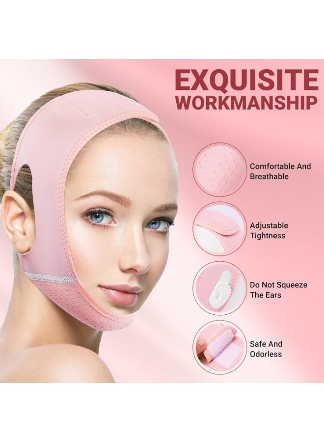general Reusable V Line Lifting Mask with Chin Strap for Sleeping,Face Lift Prevent Sagging, Jaw Exerciser,Light Pink,M - Image 3