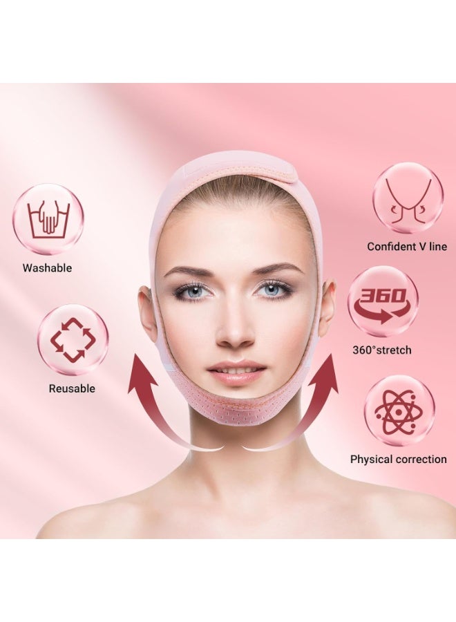 general Reusable V Line Lifting Mask with Chin Strap for Sleeping,Face Lift Prevent Sagging, Jaw Exerciser,Light Pink,M - Image 4