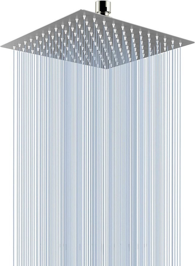 InstaBath Stainless Steel Shower Steel Shower Head For Bathroom And Slim Overhead Shower - Bathroom Rain Shower & Adjustable (SILVER, 8INCH) - Image 1