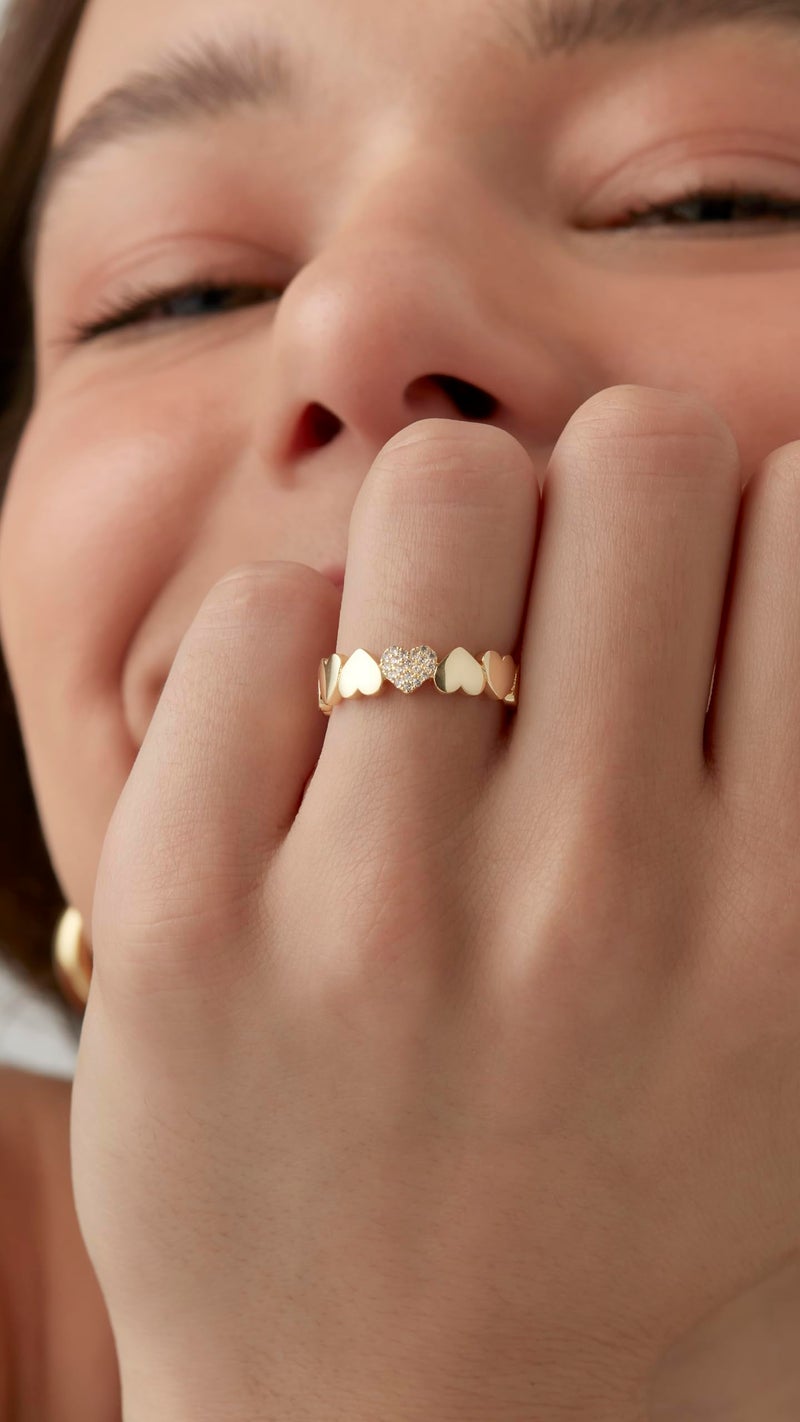 PAVOI Rhodium Plated Heart Stackable Ring for Women | Love Valentines Statement Rings | Size 6 - Image 2