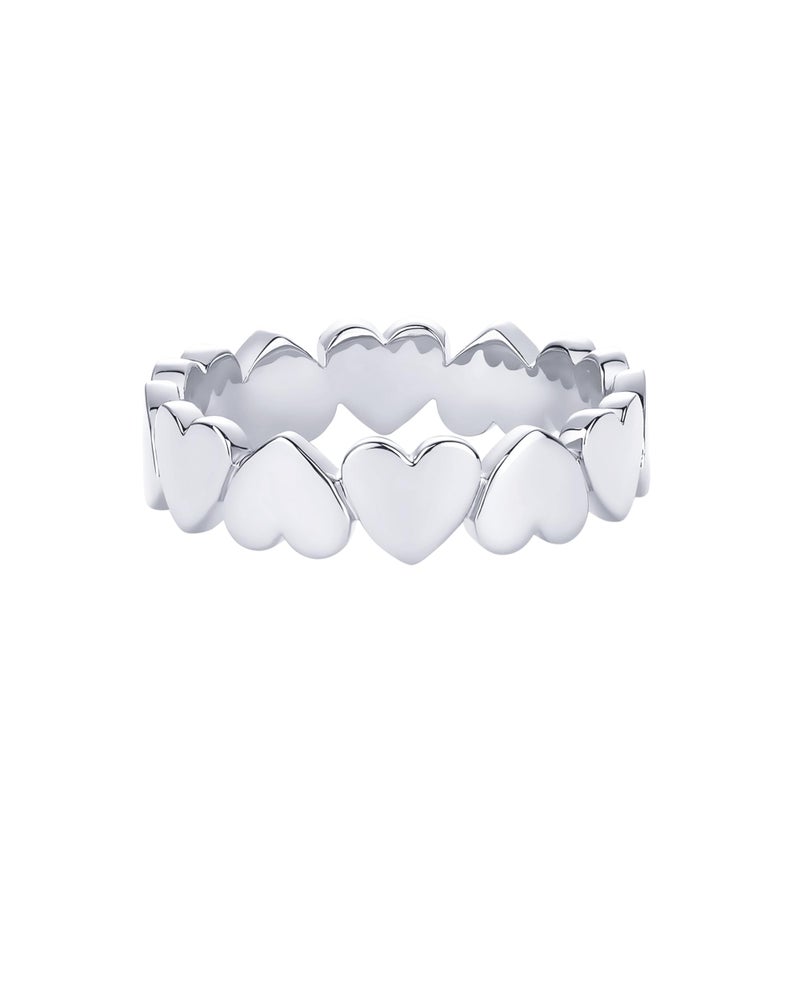 PAVOI Rhodium Plated Heart Stackable Ring for Women | Love Valentines Statement Rings | Size 6 - Image 3