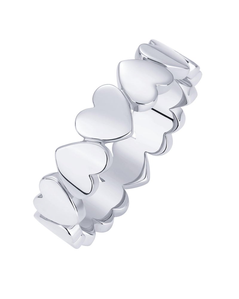 PAVOI Rhodium Plated Heart Stackable Ring for Women | Love Valentines Statement Rings | Size 6 - Image 1