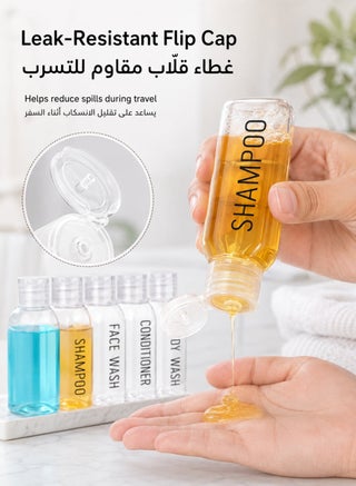 6-Pack 100ml Travel Bottles, Clear Refillable Squeeze Containers with Flip Caps and Labels for Shampoo, Conditioner, Lotion, Face Wash and Body Wash, Carry-On Toiletry Set - view 5