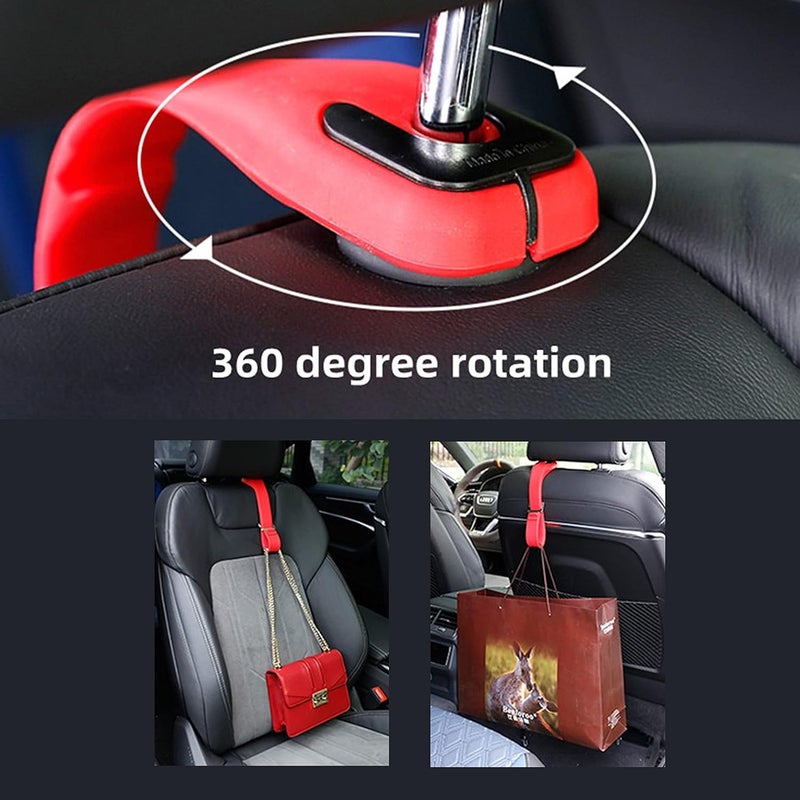 7Cylinder Car Organizer Hanger Bag Holder - Premium Silicone Headrest Hook for Bags (Red) - Image 4