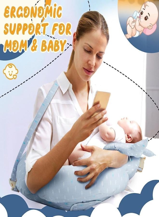 Multipurpose Nursing Pillow, Breastfeeding Pillow for More Support for Mom and Baby, Baby Feeding Pillow with Adjustable Waist Strap and Removable Cotton Cover - Image 2