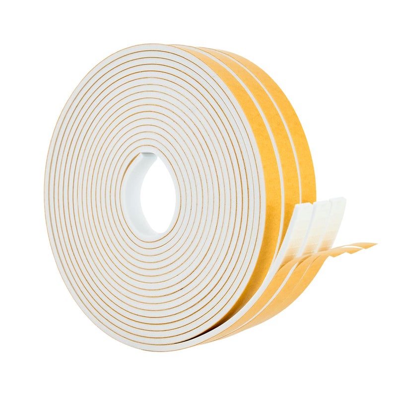 High Density Foam Weather Stripping Door Seal Strip Insulation Tape Roll for Insulating Door Frame Window Air Conditioner Self Adhesive Sealing Weatherstrip White 14 in 18 in 50 Ft