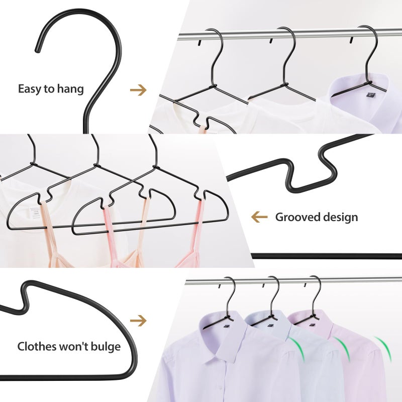 VWV 30 Pack Aluminum Clothes Hangers, 16.5 Black Inch Metal Shirt Hangers, Lightweight and Sturdy Heavy Duty Hangers for Suit Jackets and Dress Wedding Dresses Etc - Image 4