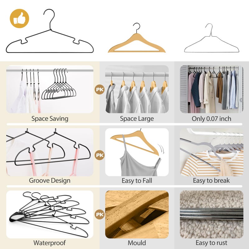 VWV 30 Pack Aluminum Clothes Hangers, 16.5 Black Inch Metal Shirt Hangers, Lightweight and Sturdy Heavy Duty Hangers for Suit Jackets and Dress Wedding Dresses Etc - Image 5