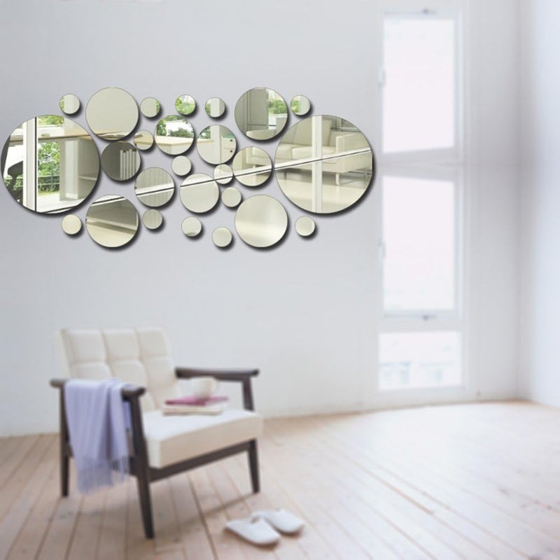 BPA® 26Pcs/Set Acrylic Polka Dot Wall Mirror Stickers Home Party Decor - Image 3