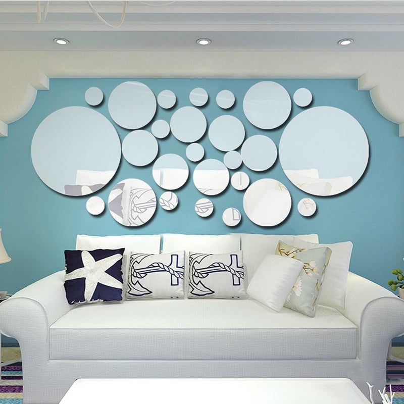 BPA® 26Pcs/Set Acrylic Polka Dot Wall Mirror Stickers Home Party Decor - Image 1