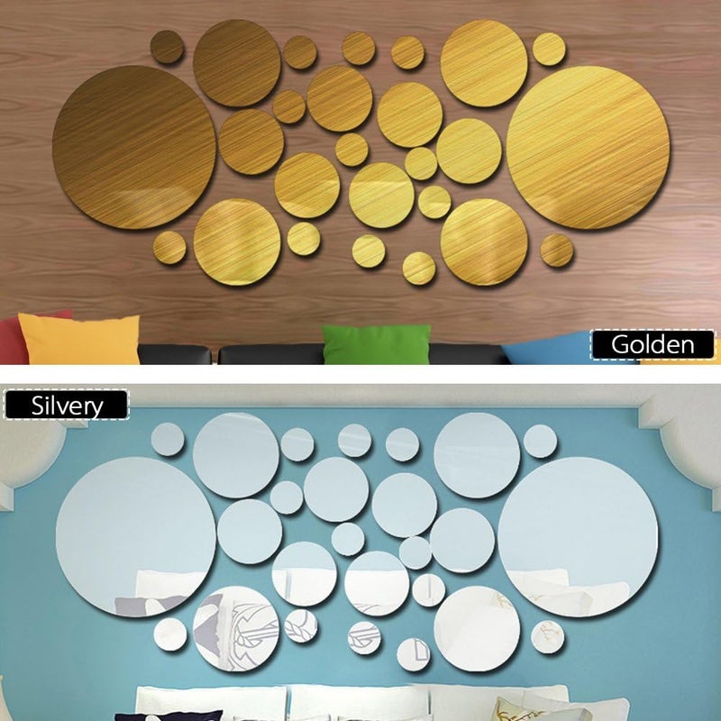 BPA® 26Pcs/Set Acrylic Polka Dot Wall Mirror Stickers Home Party Decor - Image 4