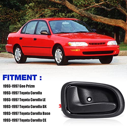 LCWRGS 4Pcs Interior Inside Door Handles Replacement for 1993 1994 1995 1996 1997 Toyota Corolla Geo Prizm, Inner Door Handle Front/Rear Driver & Passenger Side - Black - Image 2