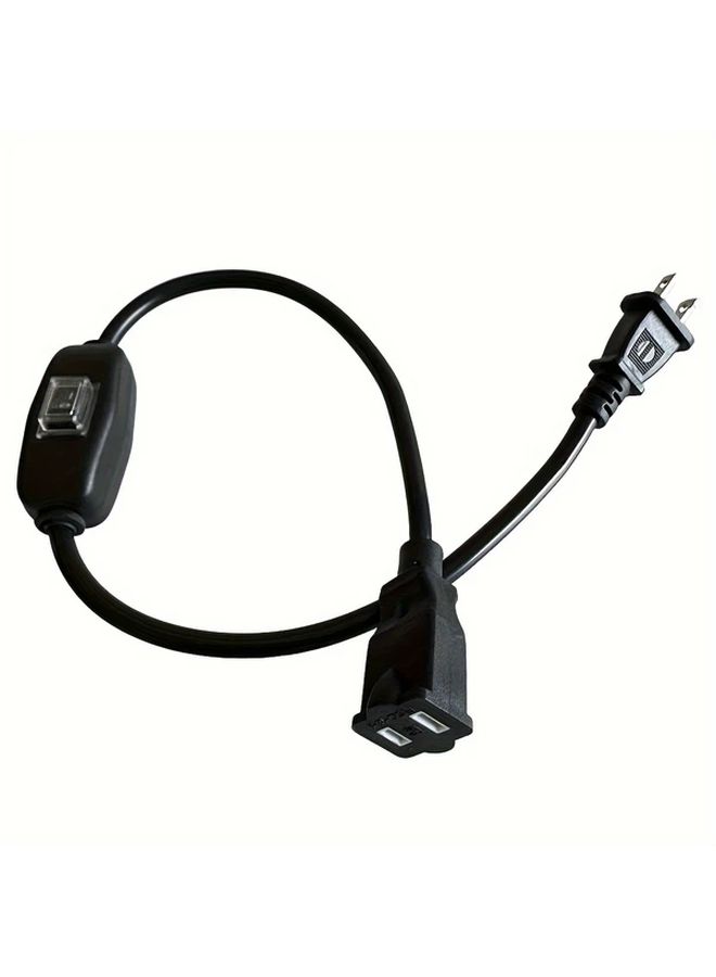 كابل تمديد ثنائي الشوكة بمفتاح، كابل طاقة مرن 2 قدم 16AWG لإضاءات المنزل والمكتب - Image 2