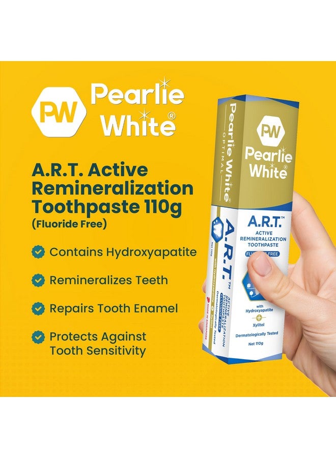 بيرلي وايت معجون أسنان بيرلي وايت النشط لإعادة التمعدن الخالي من الفلورايد - 110 جم/3.8 أونصة - معجون أسنان لإعادة التمعدن لإصلاح مينا الأسنان - يساعد على إزالة البقع - يحتوي على هيدروكسيباتيت وإكسيليتول - عبوة من قطعتين - Image 2