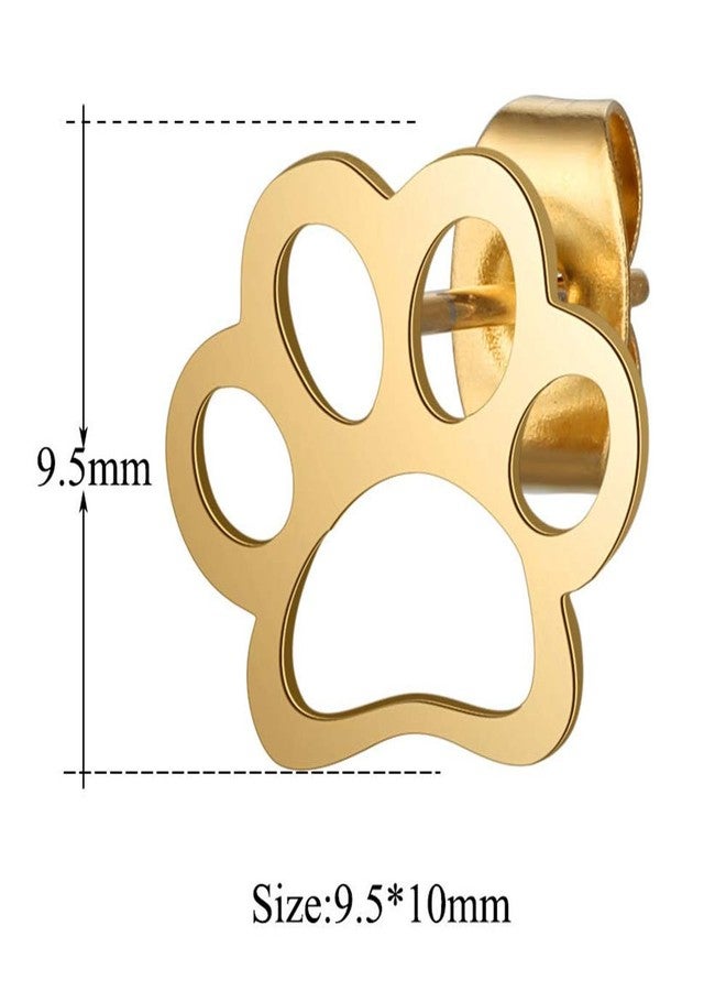 JUDE Stainless Steel Dog Puppy Paw Pet Stud Earrings (Gold) - Image 2