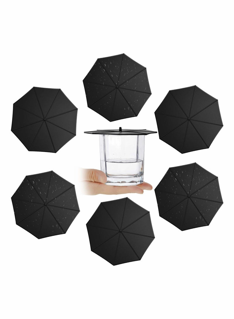 Y&D Silicone Cup Lid, 6 Pcs Large Mug Lid Reusable Tea Coffee Covers Universal Lids Outdoor Drink Cover Dust Cover, Black  - Image 1