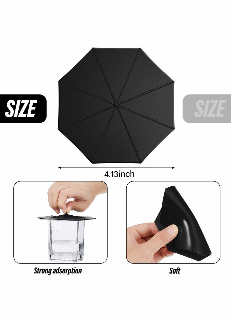 Y&D Silicone Cup Lid, 6 Pcs Large Mug Lid Reusable Tea Coffee Covers Universal Lids Outdoor Drink Cover Dust Cover, Black  - Image 3