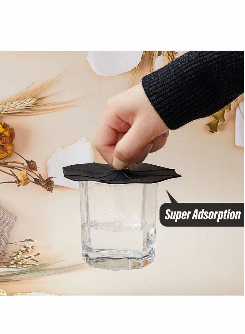 Y&D Silicone Cup Lid, 6 Pcs Large Mug Lid Reusable Tea Coffee Covers Universal Lids Outdoor Drink Cover Dust Cover, Black  - Image 5