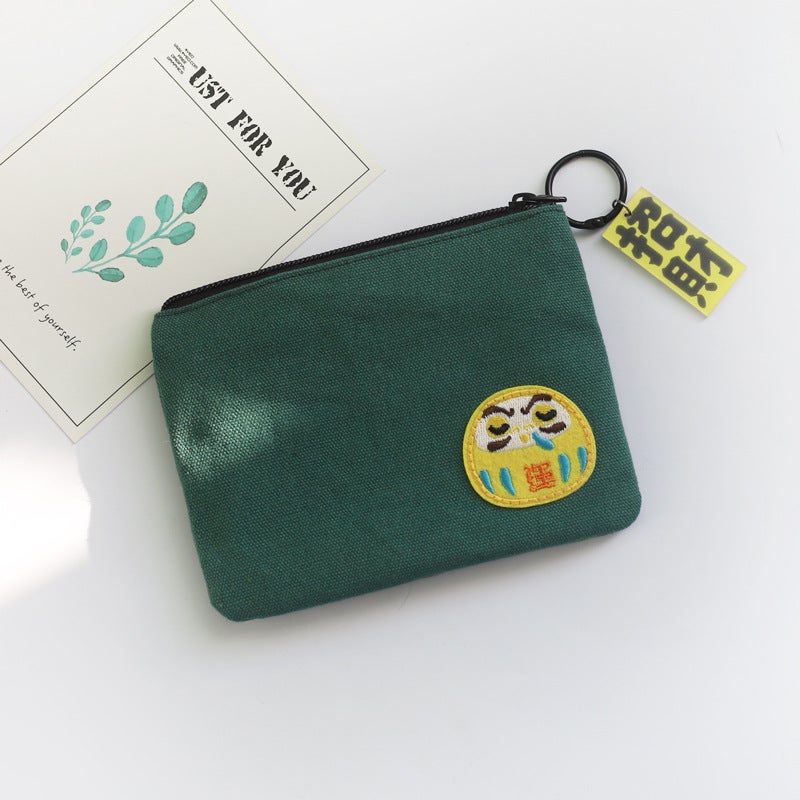 Cute Canvas Wallet Women Short Style Coin PurseLarge 0133-Dark Green Large 0133-Dark Green