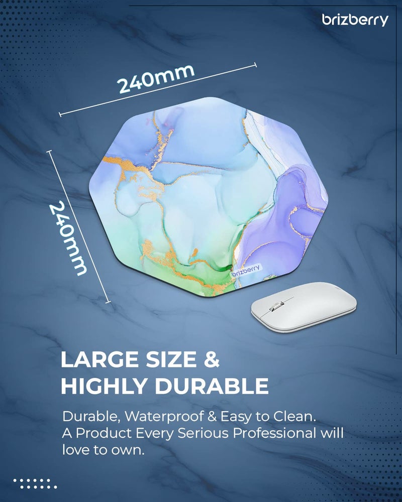 ARTBRIZ Brizberry Mouse Pad, Large Printed Waterproof Anti Skid Rubber Base for Desktop Laptop PC Office Gaming 240 X 240 X 3 mm [20% Larger] (Marble Texture 1, Pack of 1) - Image 5