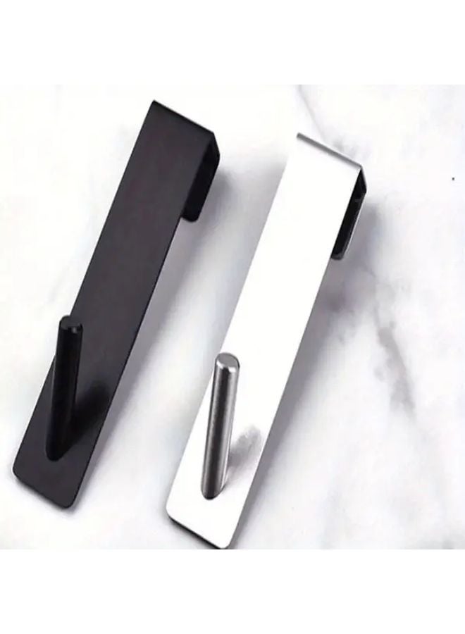 Silvery Stainless Steel Shower Door Towel Rack Bathroom Hooks Holder - Image 5