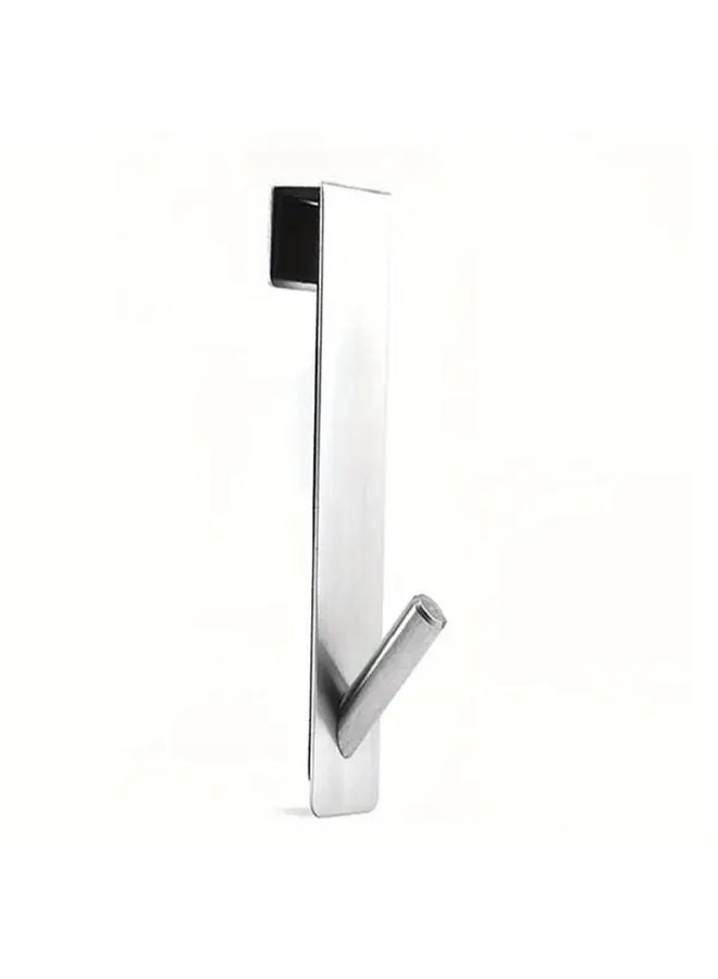 Silvery Stainless Steel Shower Door Towel Rack Bathroom Hooks Holder - Image 1